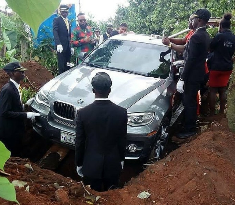 Shock as Nigerian Man Gets Buried in N32million BMW in Anambra state [Photos]