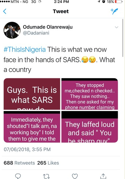 Man Alerts Nigerians Of The Shocking New Pattern SARS Now Use To Operate (Pictures)