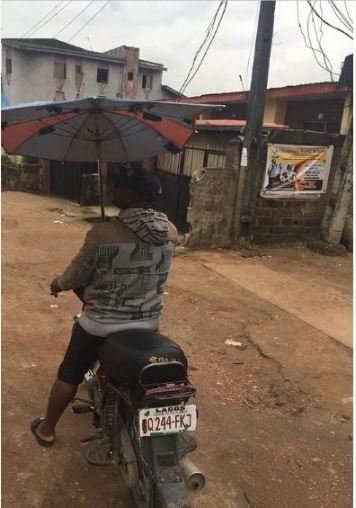 Okada With Customized Umbrella Spotted In Lagos (Photos)