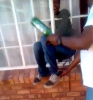 Thief got beating of his life after got stuck in window while trying to break into a man’s house (video)