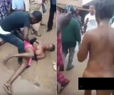 Shocking! See How Crowd Of Men Stripped Beautiful Lady Accused Of Stealing Money Publicly And Exposed Her Private Part