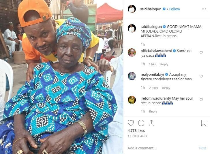 Nigerian Actor, Saidi Balogun’s mother is Dead!