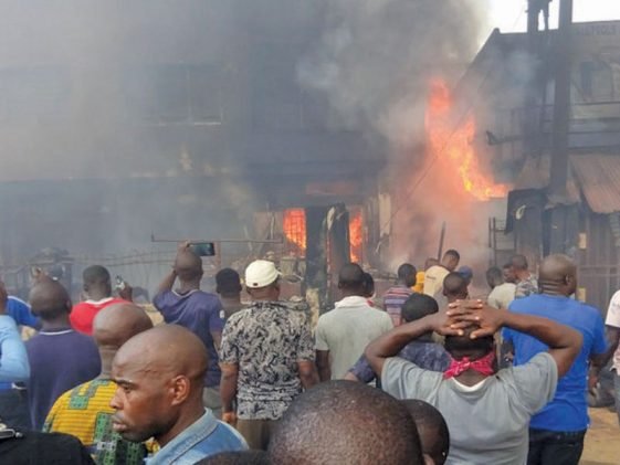 Another Fire Outbreak At Popular Balogun Market In Lagos Island [Video/Photos]