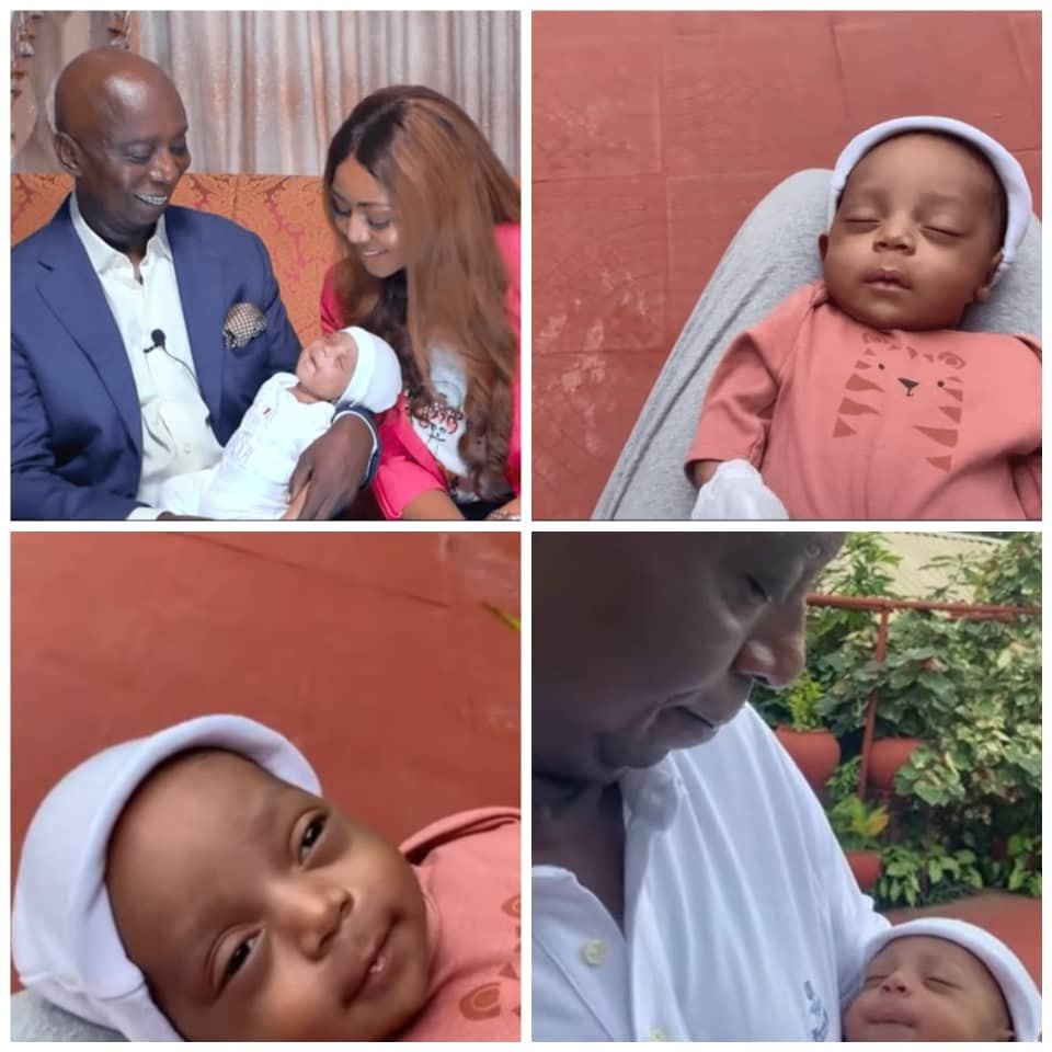 Regina Daniels and husband, Ned Nwoko, finally reveal their baby’s face (photos)