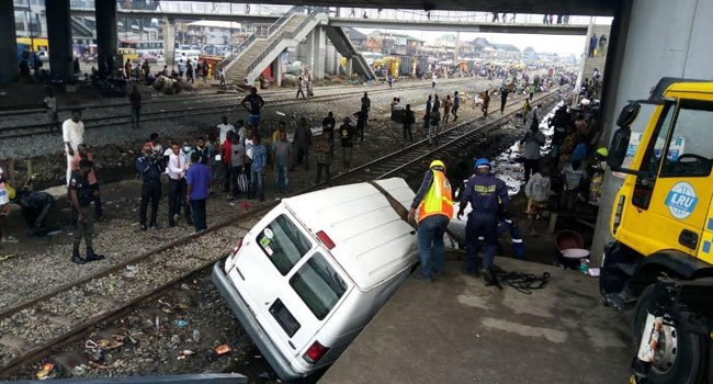 JUST IN: Vehicle Rams Into Moving Train In Oshodi