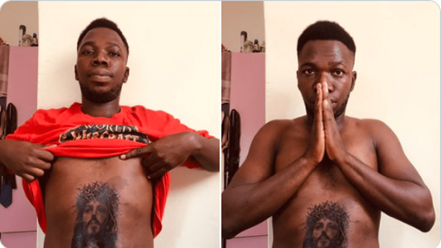 Photo: Man Tattoo An Actor On His Stomach, Claim Its Jesus Christ