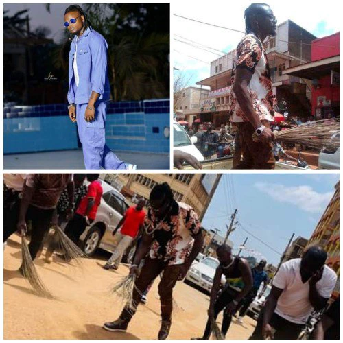 Pallaso, Ugandan Singer Forced to Sweep Streets After Turning Up Late For Show (Photos/Video)