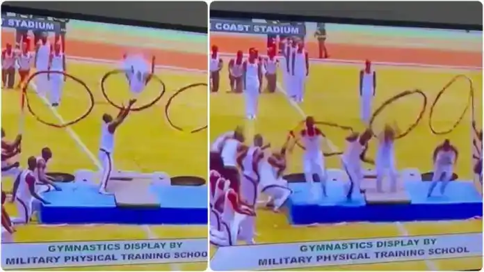 Gymnastic display with fire gone wrong at Independence Day parade [WATCH]