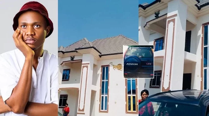 Nigerian Skit-maker, Prince Dstn Buys Car, Builds House For Mum As Christmas gift (Photos)