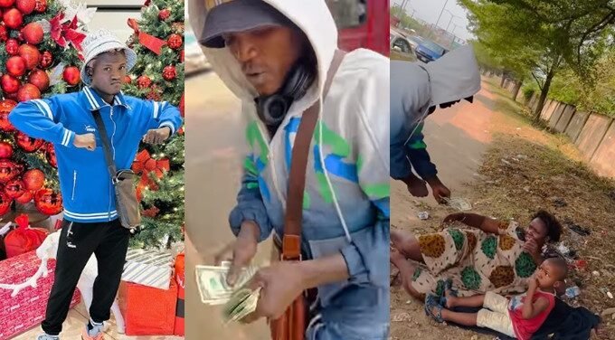 Nigerian Singer, Portable Gifts Homeless Woman and Her Child Dollars (Video)