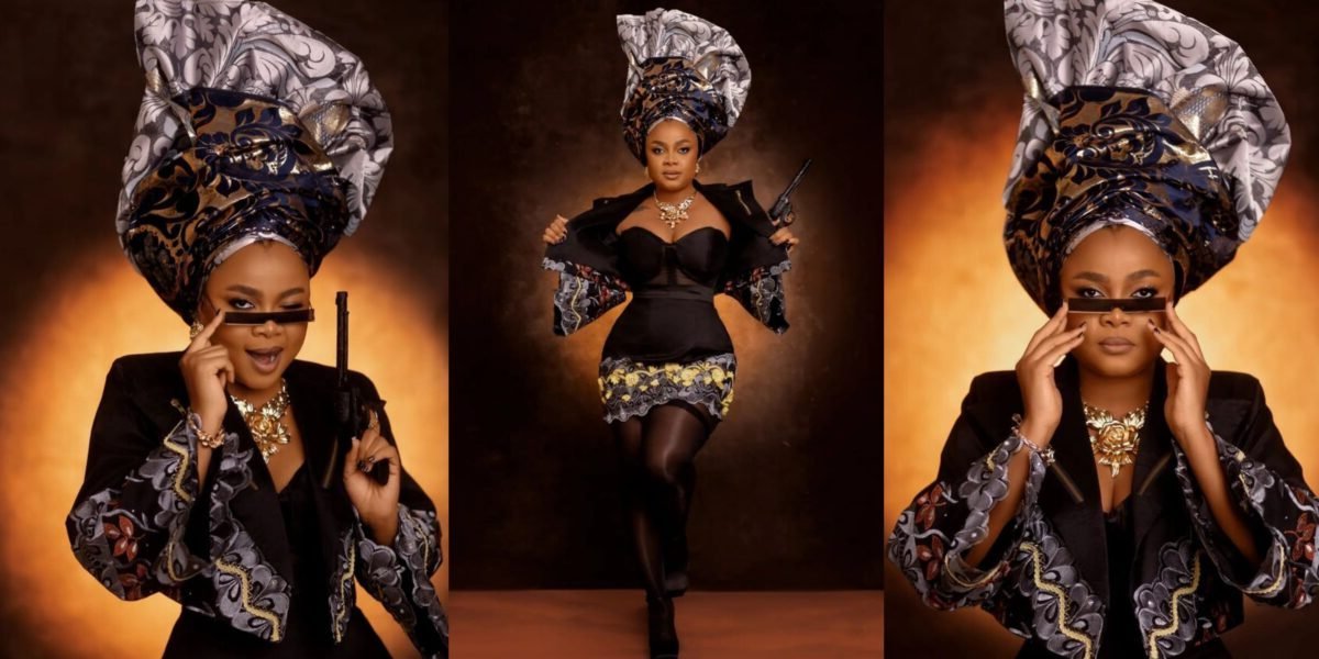 Netizens, Celebrities hails Bimbo Ademoye’s outfit to Gang of Lagos movie premiere