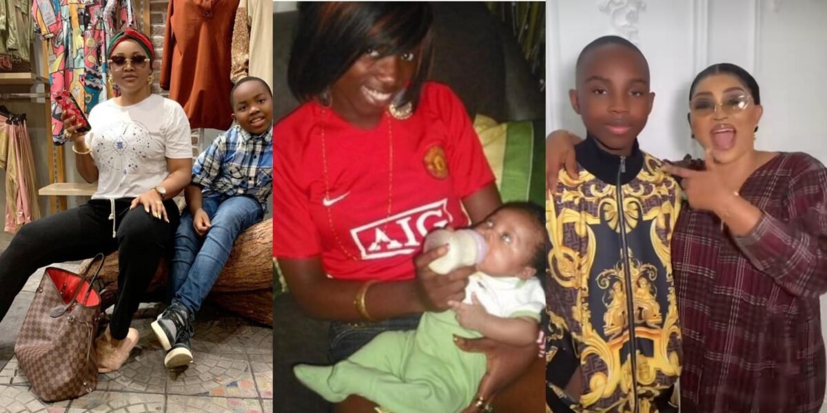 “He won’t even say I love you “Mercy Aigbe teases son as she shares throwback photo