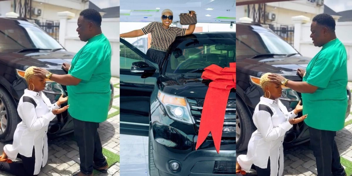 Mr Ibu rains prayers on his daughter, Jasmine as she buys brand new car (Photos)