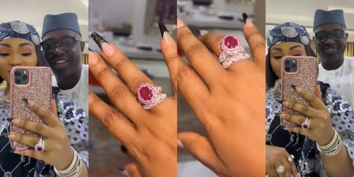 Nollywood Actress, Mercy Aigbe Shows Off Sparking New Wedding Ring From Husband, Kazim Adeoti