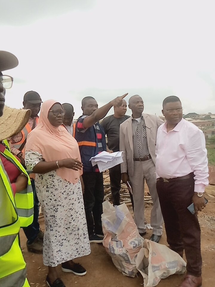 R-L; Director, Highways, Engineer Emmanuel Akinpade; Permanent Secretary, Ministry of Public Works and Transport, Engineer Tajudeen Raji, the Project Manager, Peculiar Ultimate Concern Limited, Mr. Elena