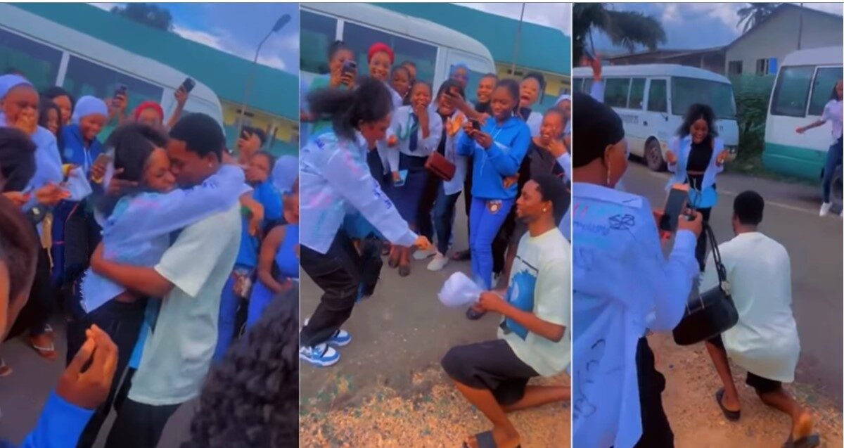 Nigerian Lady Goes Gaga As Her Man Proposes On Her Graduation Day (Watch video)