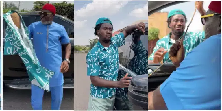 “Kanayo Don Turn Nasboi Into Yam” – Celebrities React as Actor Kanayo Kanayo Jumps on Umbrella Dance Challenge