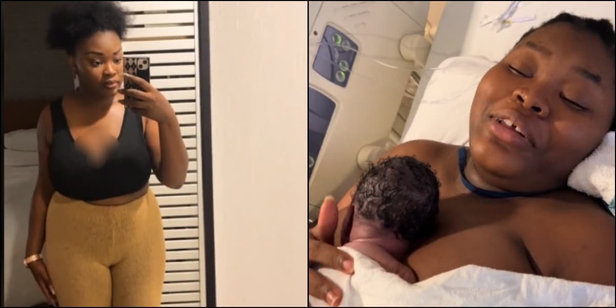 “You Got Charged Instead” – Pretty Lady Welcomes Baby After Going to Her Neighbor’s Place to Charge