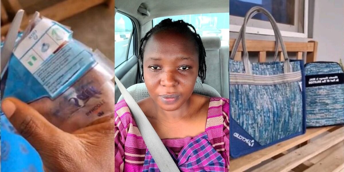 Watch How a Woman Turns Dangote Salt Sachet into a Stylish School Bag