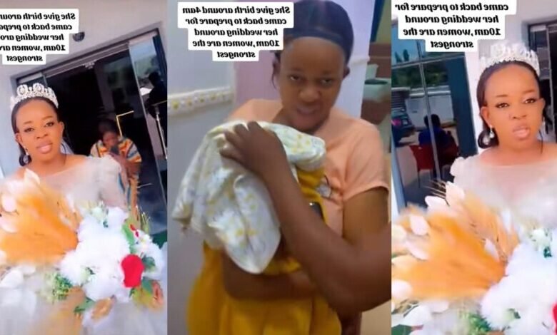 “Very Risk” – Nigerian Woman Delivers Baby at 4am, Weds at 10am, all in One Day