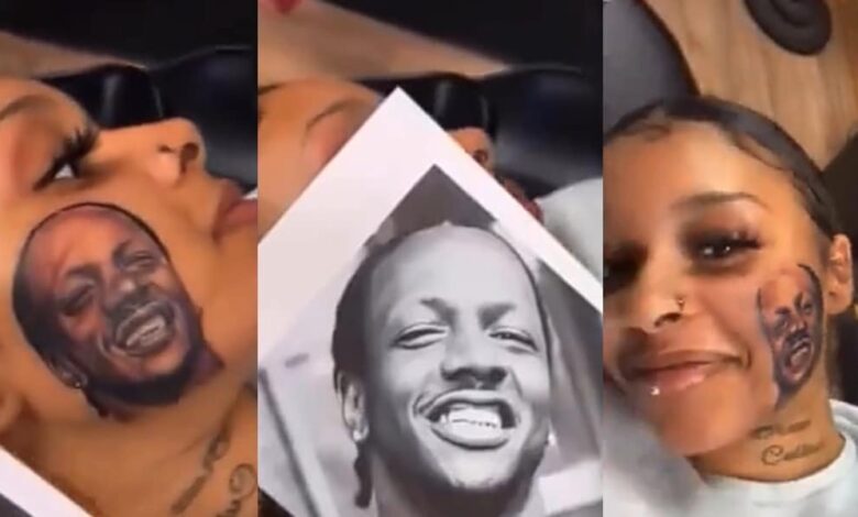 lady gets permanent tattoo of boyfriend’s face