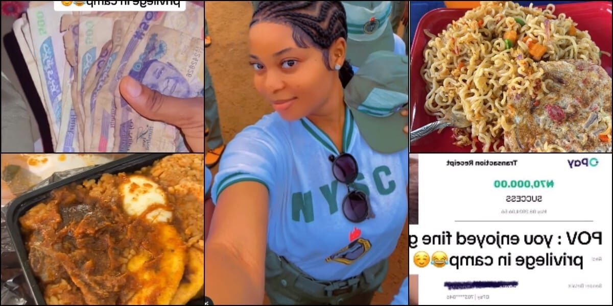 Corper Flaunts Cash and Food Received for Being Pretty at NYSC Camp